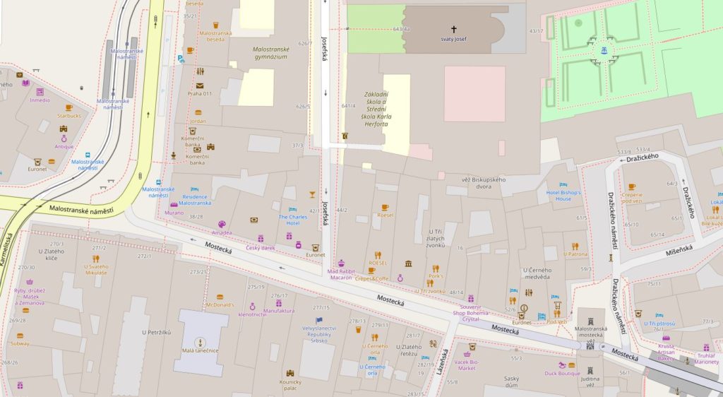 Ulica Mostecká mapa