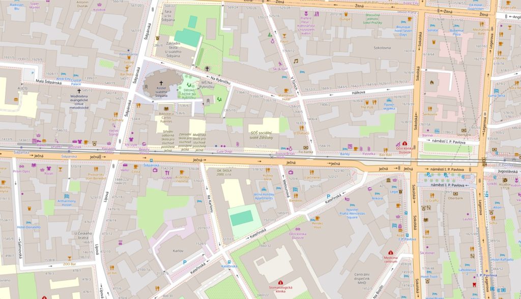 Mapa ulic V Tůních oraz Na Rybníčku