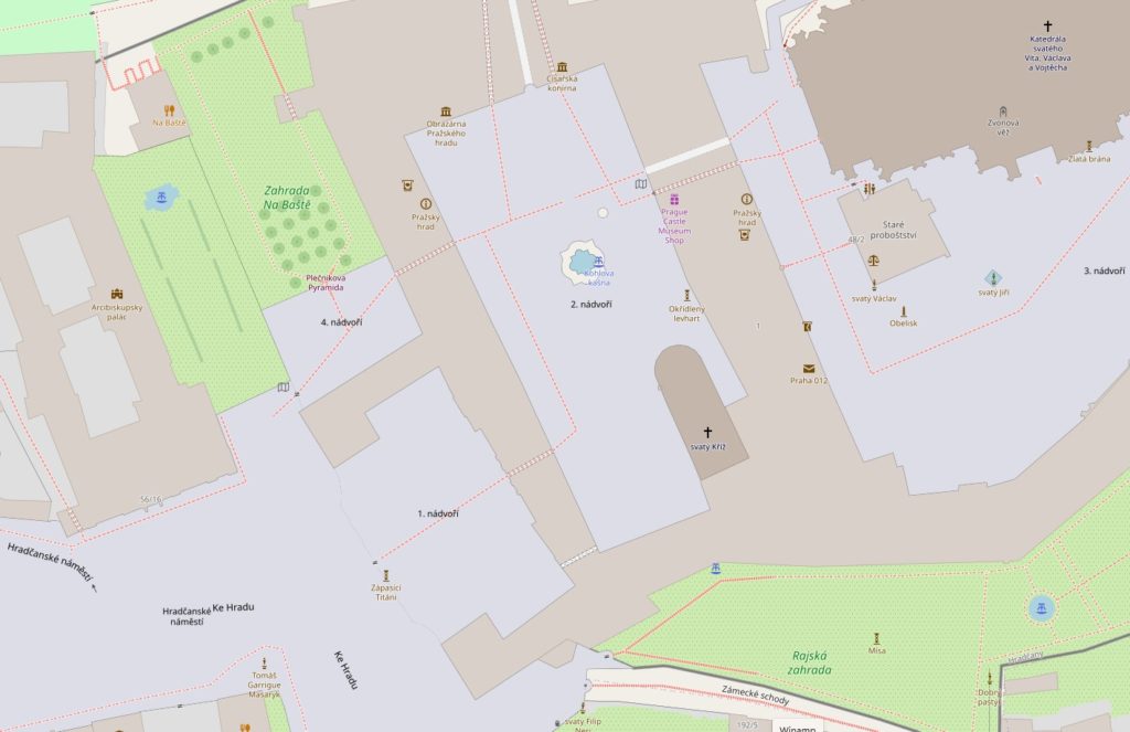 Mapa drugiego podwórka Zamku Praskiego