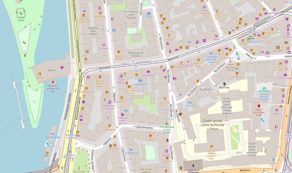 Вулиця Myslíkova мапа