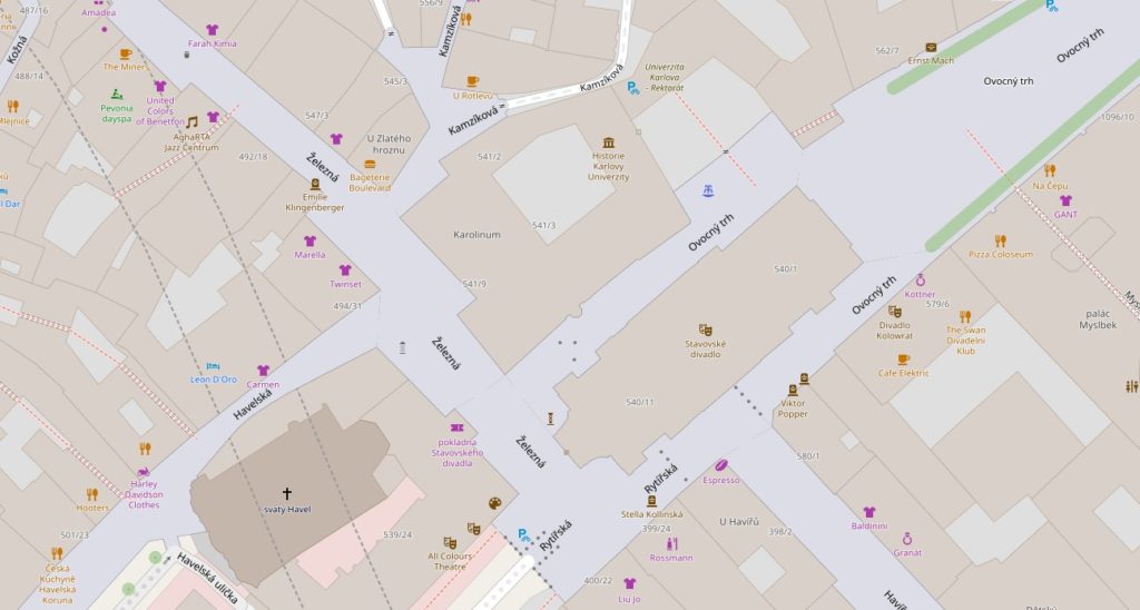 Uniwersytet Karola, Karolinum - mapa