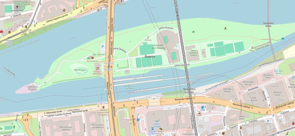 Wyspa Štvanice mapa