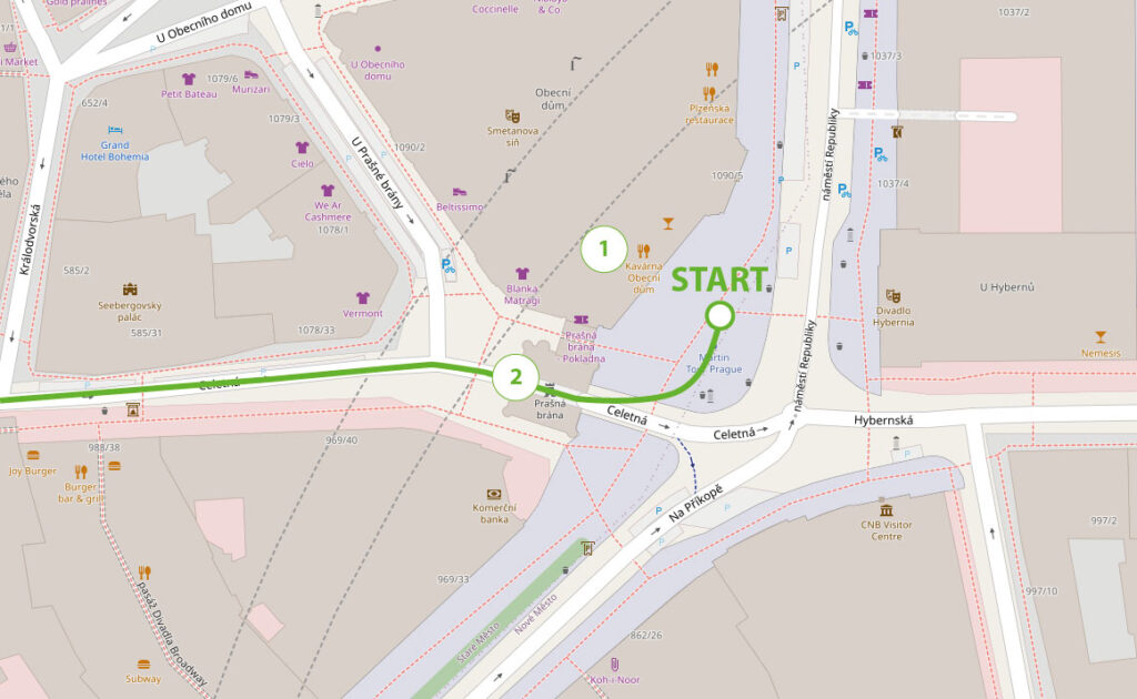 Mapa początku trasy Droga Królewska