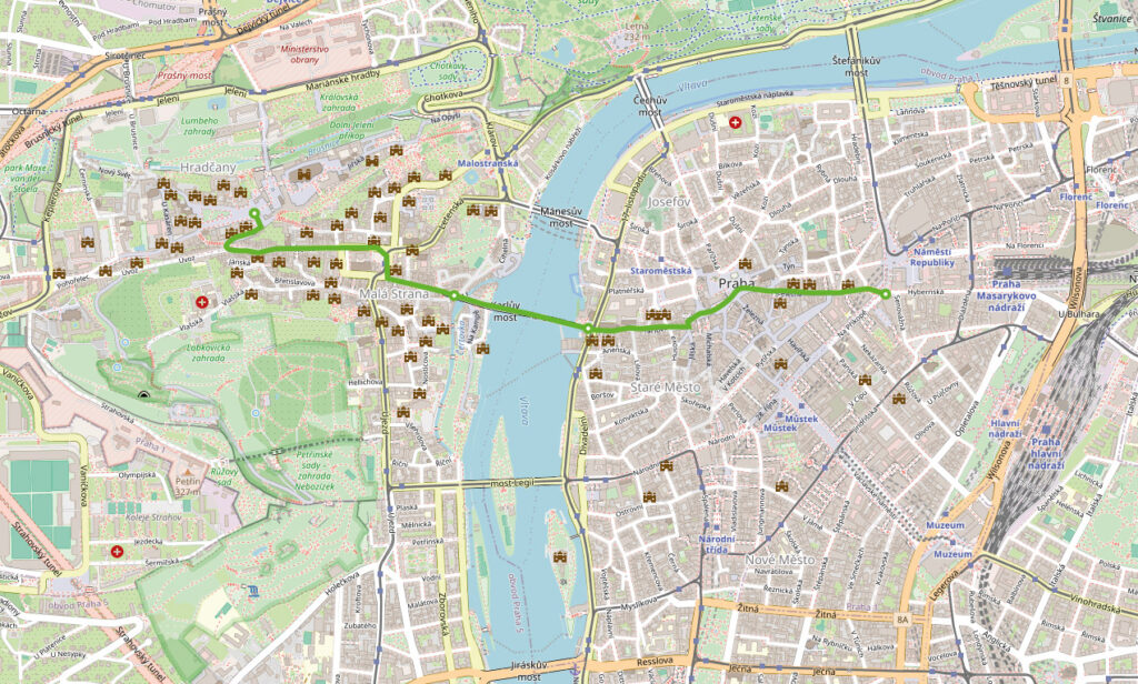 Mapa wycieczki pierwszej części Trakt Królewski